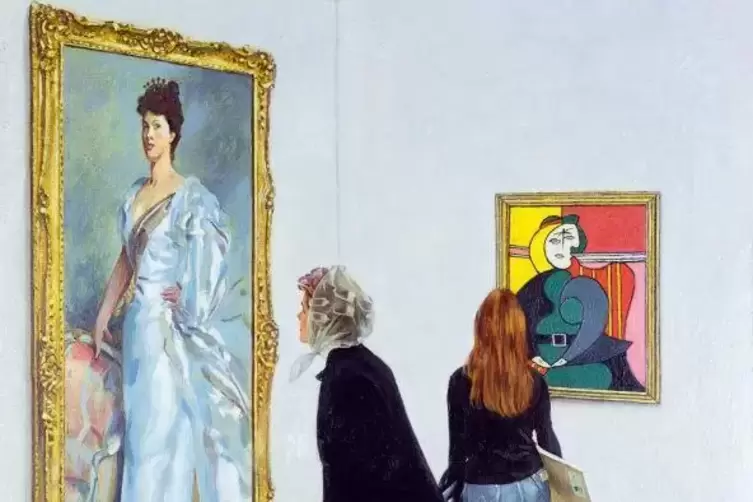 Norman Rockwell: &bdquo;Picasso vs. Sargent&ldquo;, 1966, aus dem National Museum of American Illustrators in Newport.