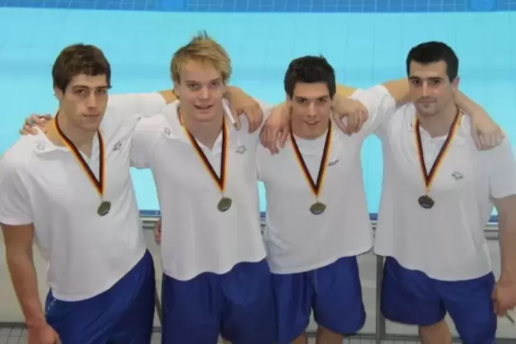 2010: Damals gab&rsquo;s noch DM-Bronze f&uuml;r (von links) Neil Pallmann, Lucien Ha&szlig;denteufel, Sebastian Lotze und Frank Schmidt.