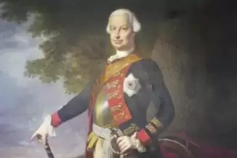Landgraf Ludwig IX. auf einem Ölgemälde im Landgrafensaal in Pirmasens.