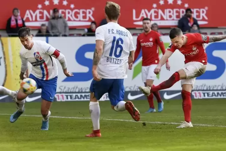Bester Lauterer Torschütze: Florian Pick hat elf Tore auf dem Konto. Hier das 2:0 gegen Rostock.