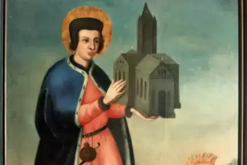 Die Darstellung des Seligen Erkenbert auf einem um 1650 entstandenen Gemälde. Er gündete 1119 das Augustiner Chorherrenstift in 