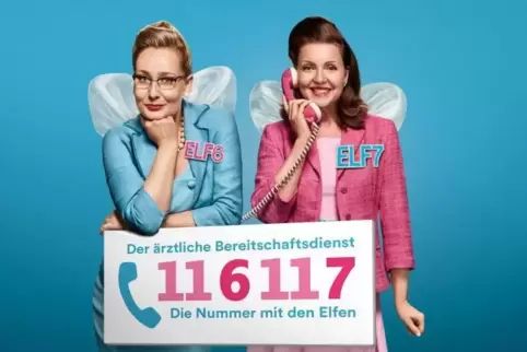 Zwei Elfen machen Werbung für die 116117.