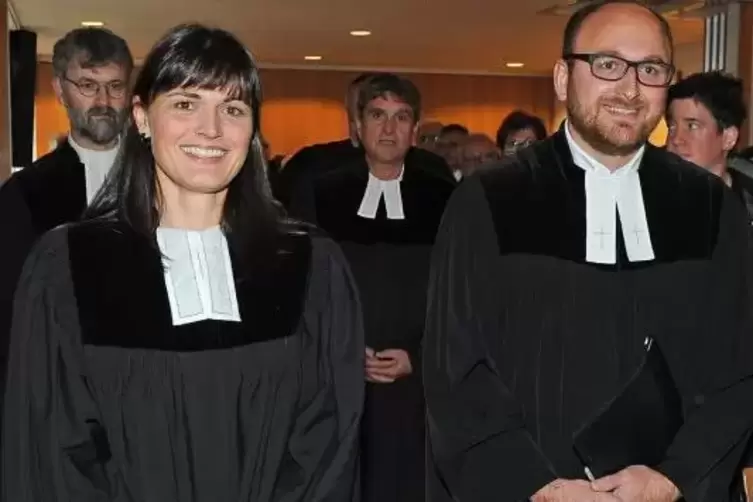 Anke und Jan Meckler bei ihrer Amtseinf&uuml;hrung in der protestantischen Christuskirche.