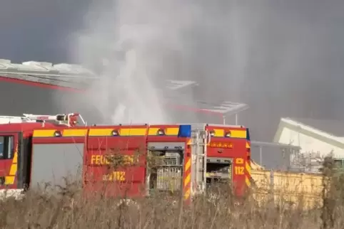 Die Feuerwehr hat mit Wasserwerfern aufsteigende Dämpfe der auslaufenden Salzsäure niedergeschlagen.