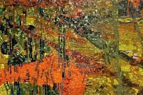 Mosaik von Willi Spiess aus der Jubiläumsausstellung. Es hing vorher im (inzwischen abgerissenen) Homburger Schwimmbad.